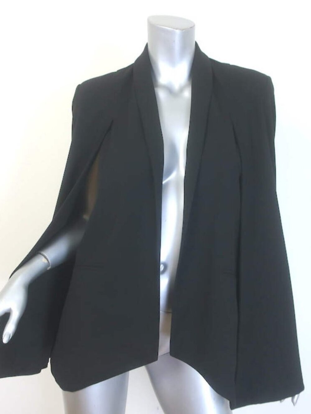 Michelle Mason Cape Blazer Black Stretch Suiting Size 2